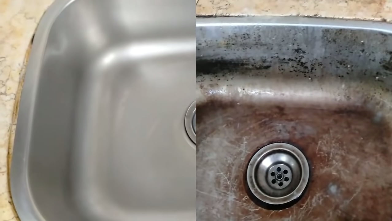 هيرجع كأنه جديد.. طريقة تنظيف حوض المطبخ وتلميعه وإزالة البقع والصدا بمكون ميخطرش على بالك بدون تعب أو مجهود