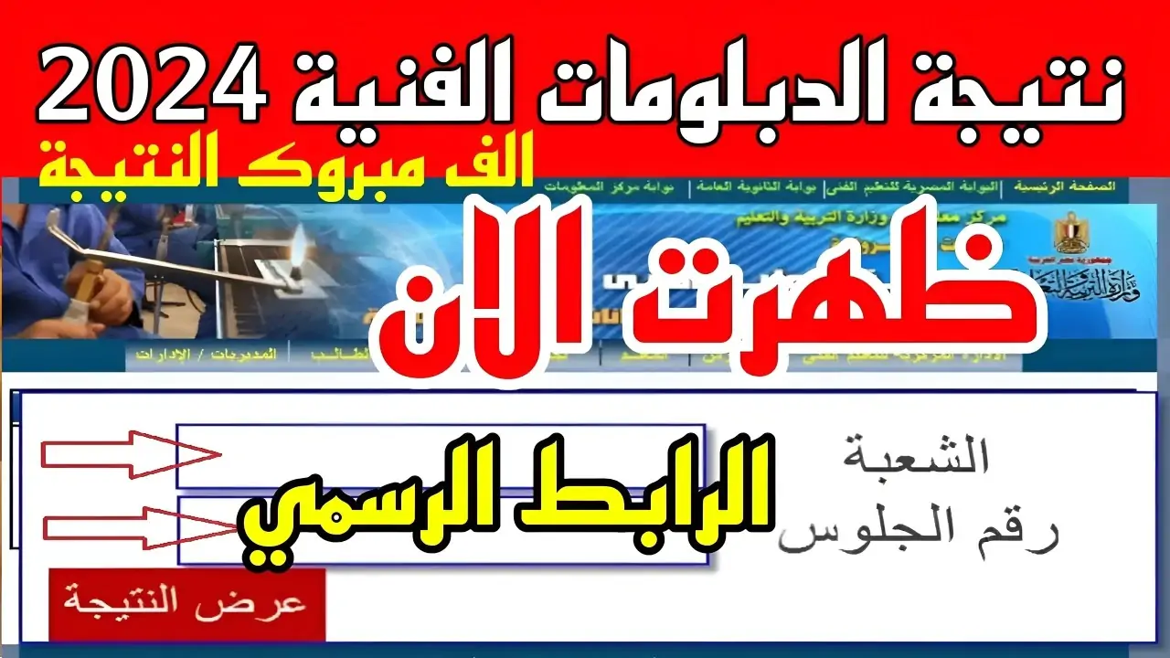 ” الأن ظهرت ” لينك نتائج الدبلومات الفنية 2024 جميع المحافظات برقم الجلوس من خلال بوابة التعليم الفني