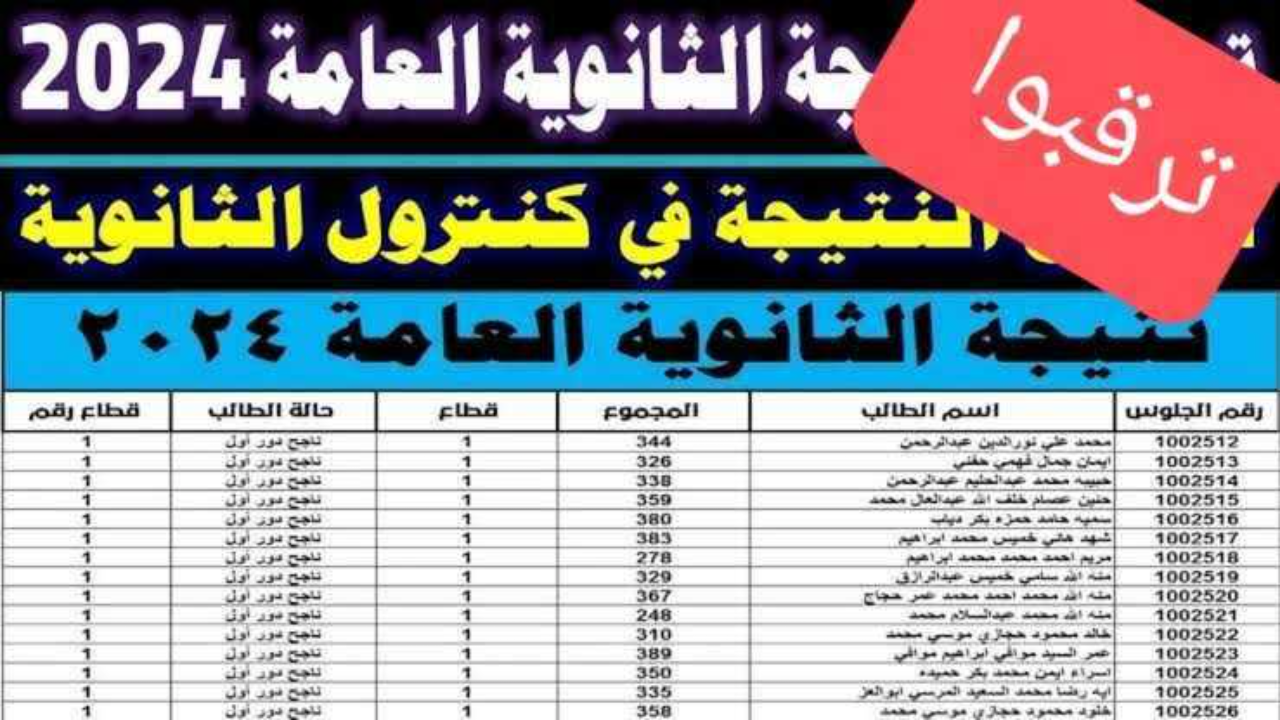 بوابة الثانوية العامة 2024 .. ترقبوا نتيجة الثانوية العامة برقم الجلوس فور اعتمادها من وزارة التعليم