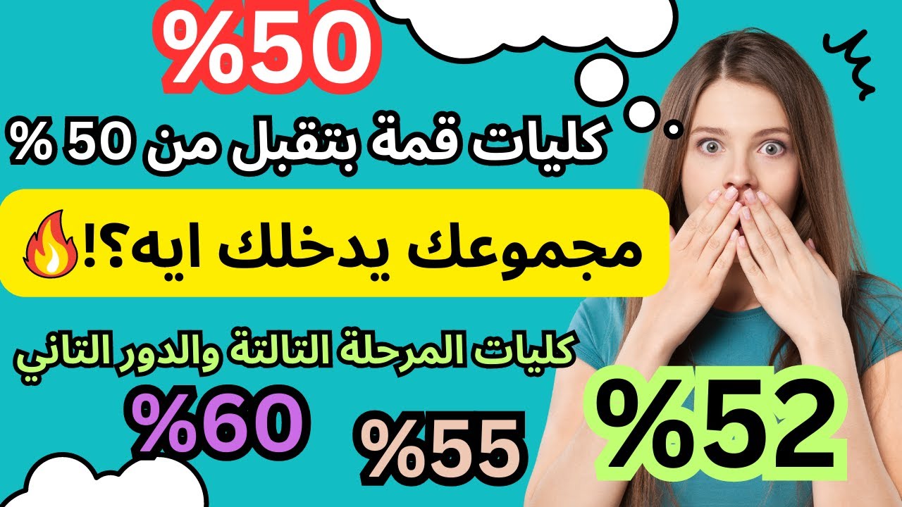 قائمة كليات حكومية تقبل الحاصلين على 55% فأكثر علمي علوم ورياضة في الثانوية العامة 2024