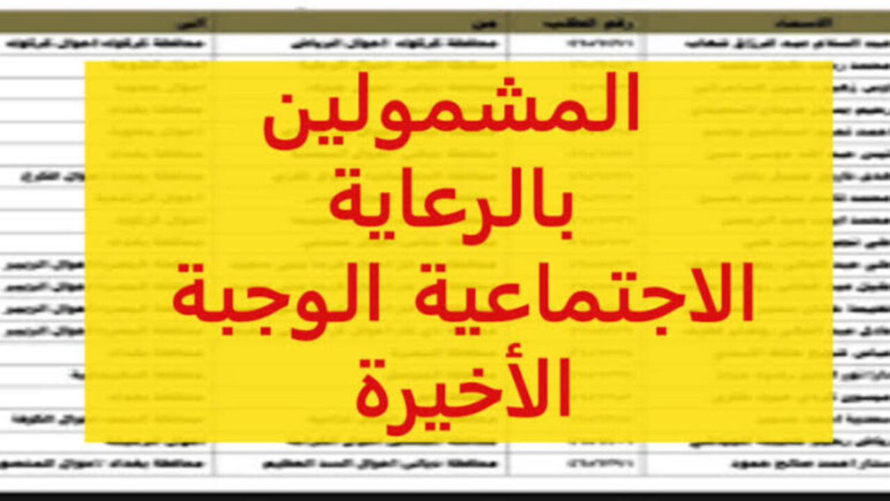 الاستعلام عن اسماء المقبولين في دعم الرعاية الاجتماعية الوجبة الاخيرة بالعراق 2024
