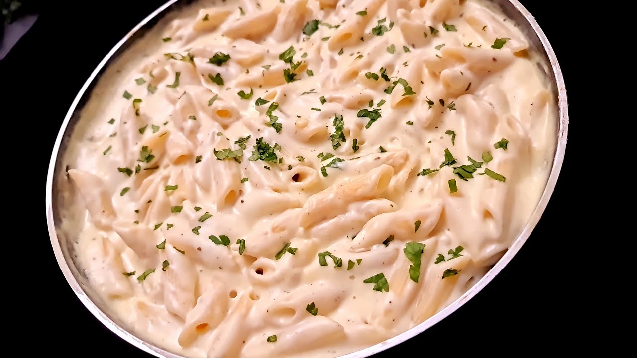 طريقة عمل مكرونة بالوايت صوص والجبنة