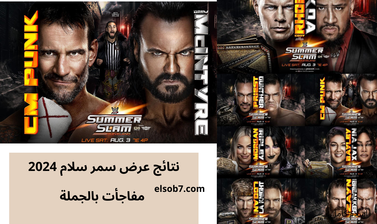 من الفائز .. نتائج سمر سلام 2024 مواجهات عرض summer slam سي ام بانك ضد ماكنتاير وعودة رومان رينز