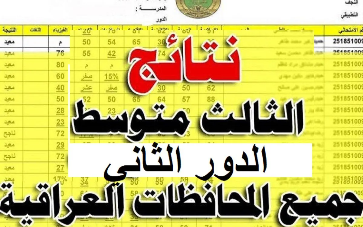 PDF نتائج الثالث المتوسط للدور الثاني 2024 عبر رابط موقع نتائجنا على التليجرام
