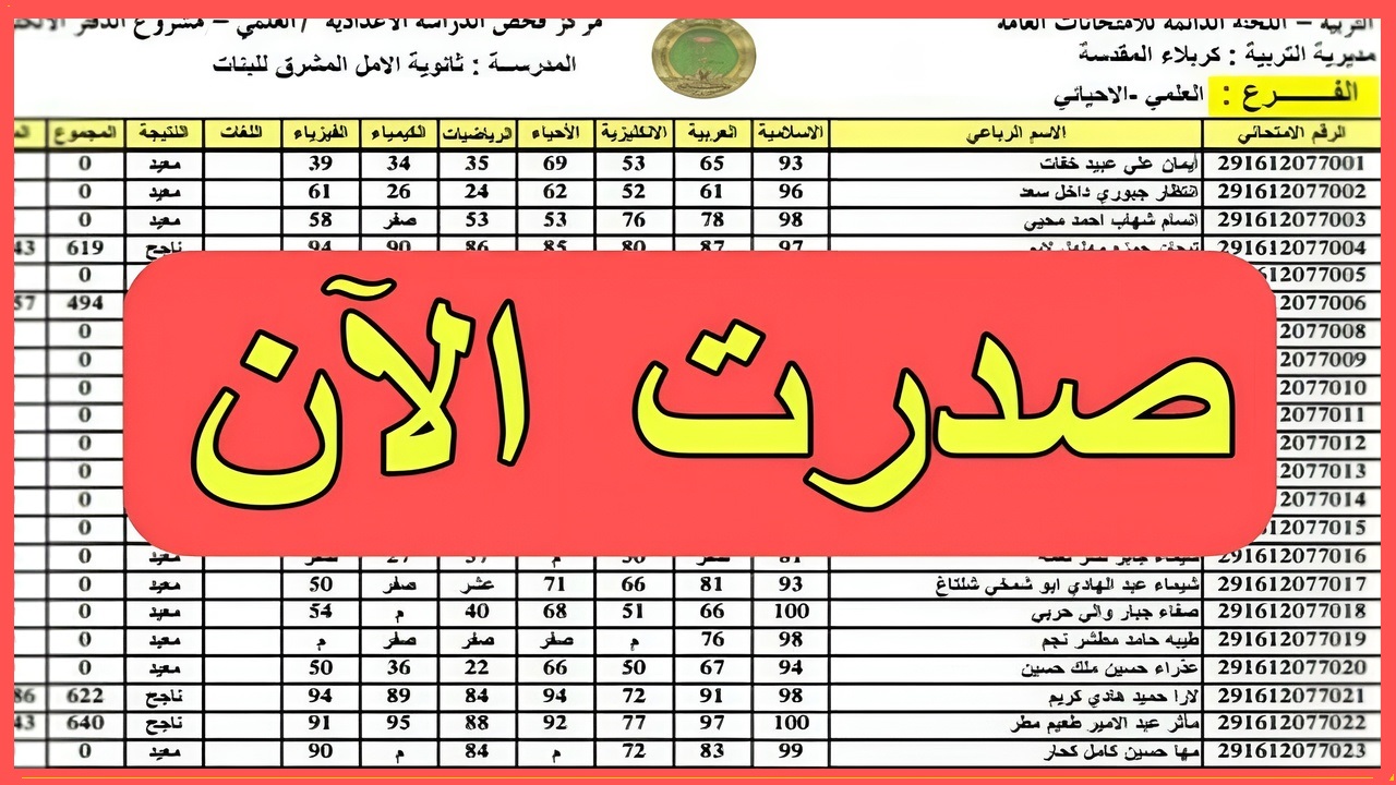 نتائجنا pdf .. رابط نتائج المهني دور ثاني 2024 بجميع الفروع في العراق بالاسم التربية العراقية