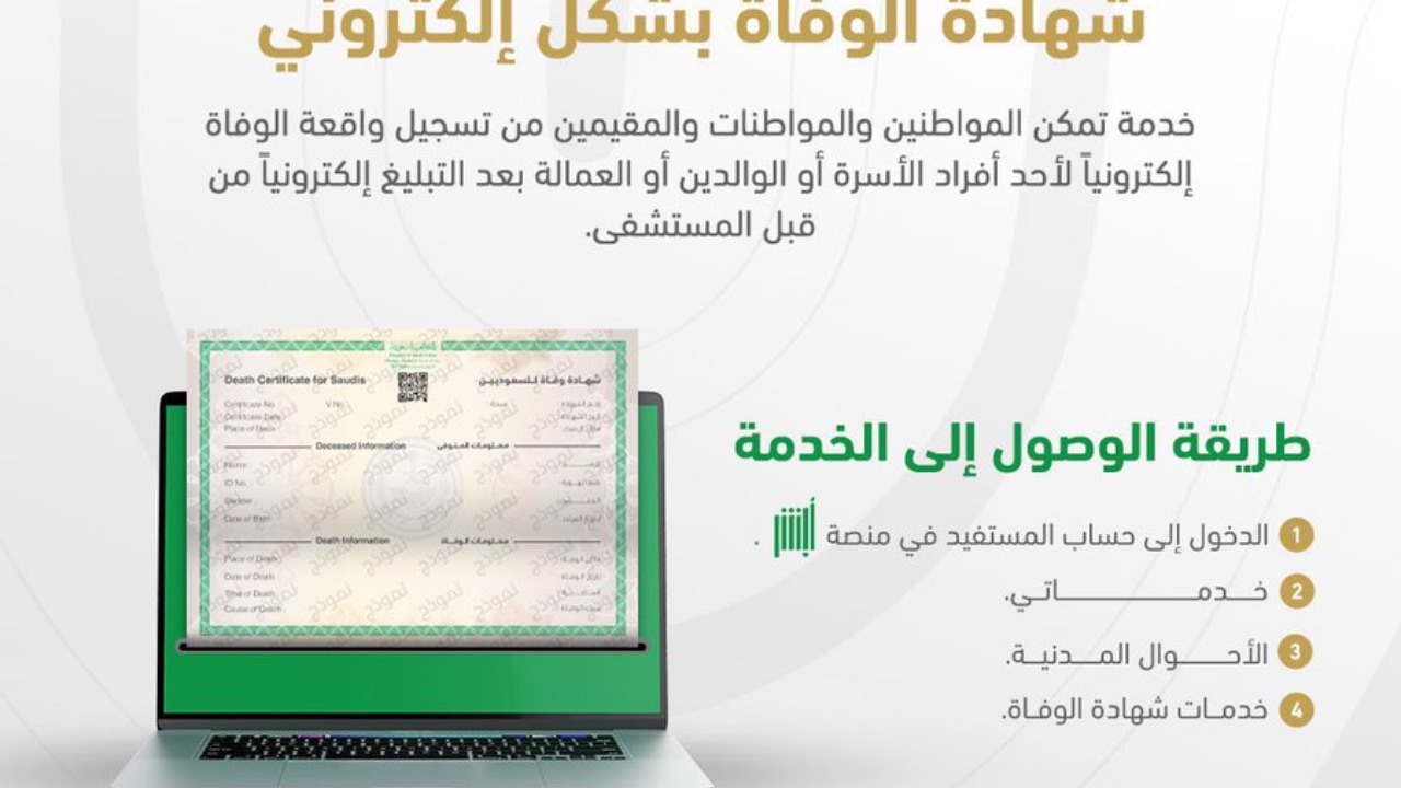 الأحوال المدنية توضح كيفية إصدار شهادة وفاة عبر أبشر 1446 وشروط الإصدار