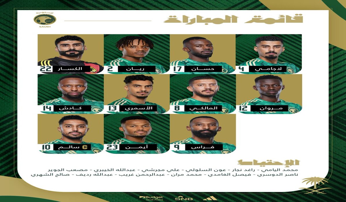 تغييرات اضطرارية في تشكيلة المنتخب السعودي أمام البحرين في تصفيات كأس العالم 2026