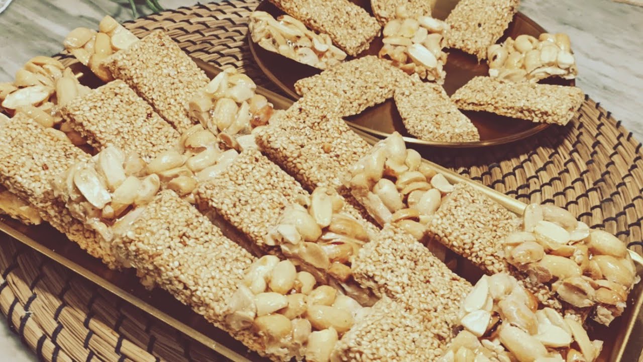 بدون زيت ولا سمن ولا زبدة وبدون فرن حضري حلوى السمسم والسوداني بالمنزل