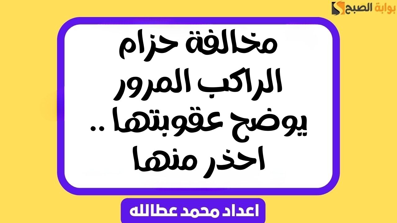 مخالفة حزام الراكب المرور يوضح عقوبتها .. احذر منها