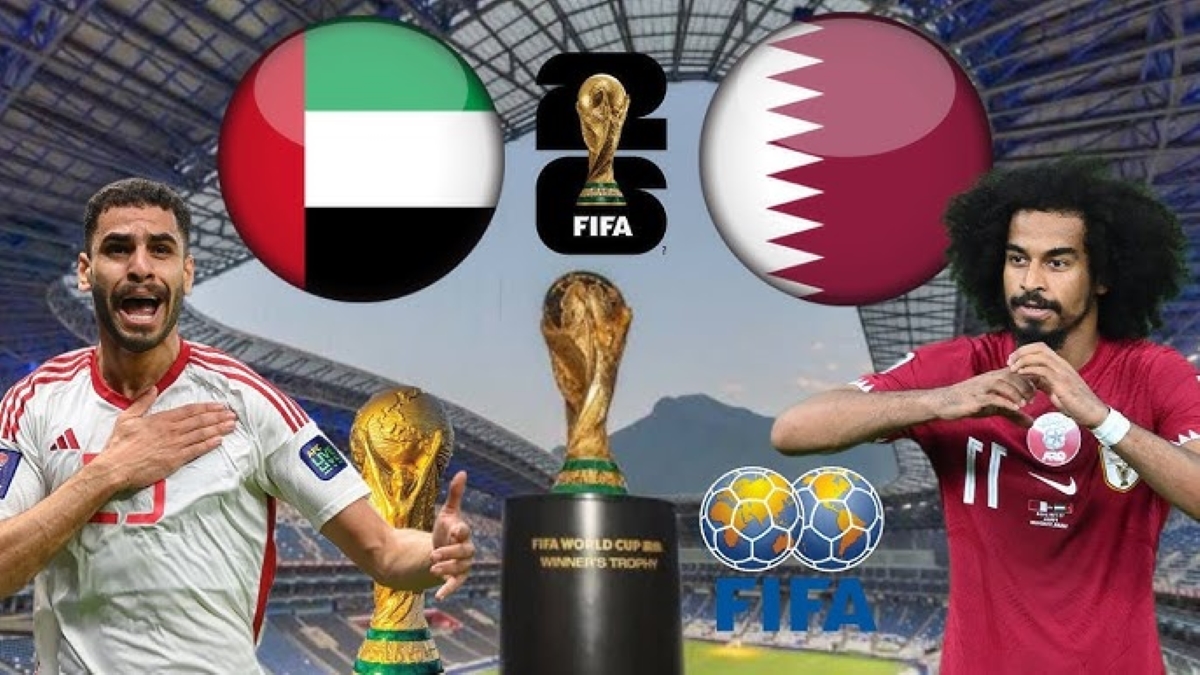 القنوات الناقلة لمباراة الامارات وقطر اليوم تصفيات كأس العالم 2026 الأسيوية ومعلق المباراة