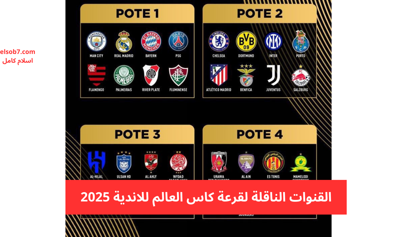 قناة مصرية.. القنوات الناقلة لقرعة كاس العالم للأندية 2025 اليوم الخميس على نايل سات