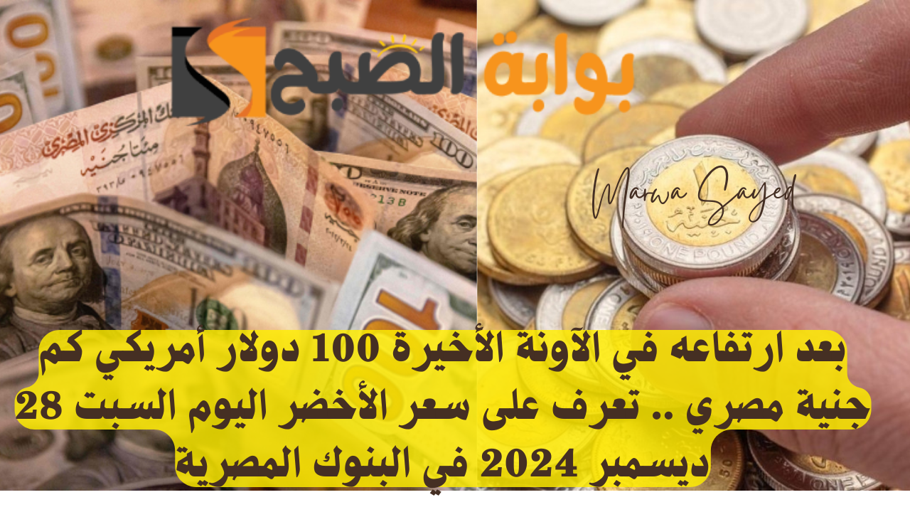 بعد ارتفاعه في الآونة الأخيرة 100 دولار أمريكي كم جنية مصري .. تعرف على سعر الأخضر اليوم السبت 28 ديسمبر 2024 في البنوك المصرية