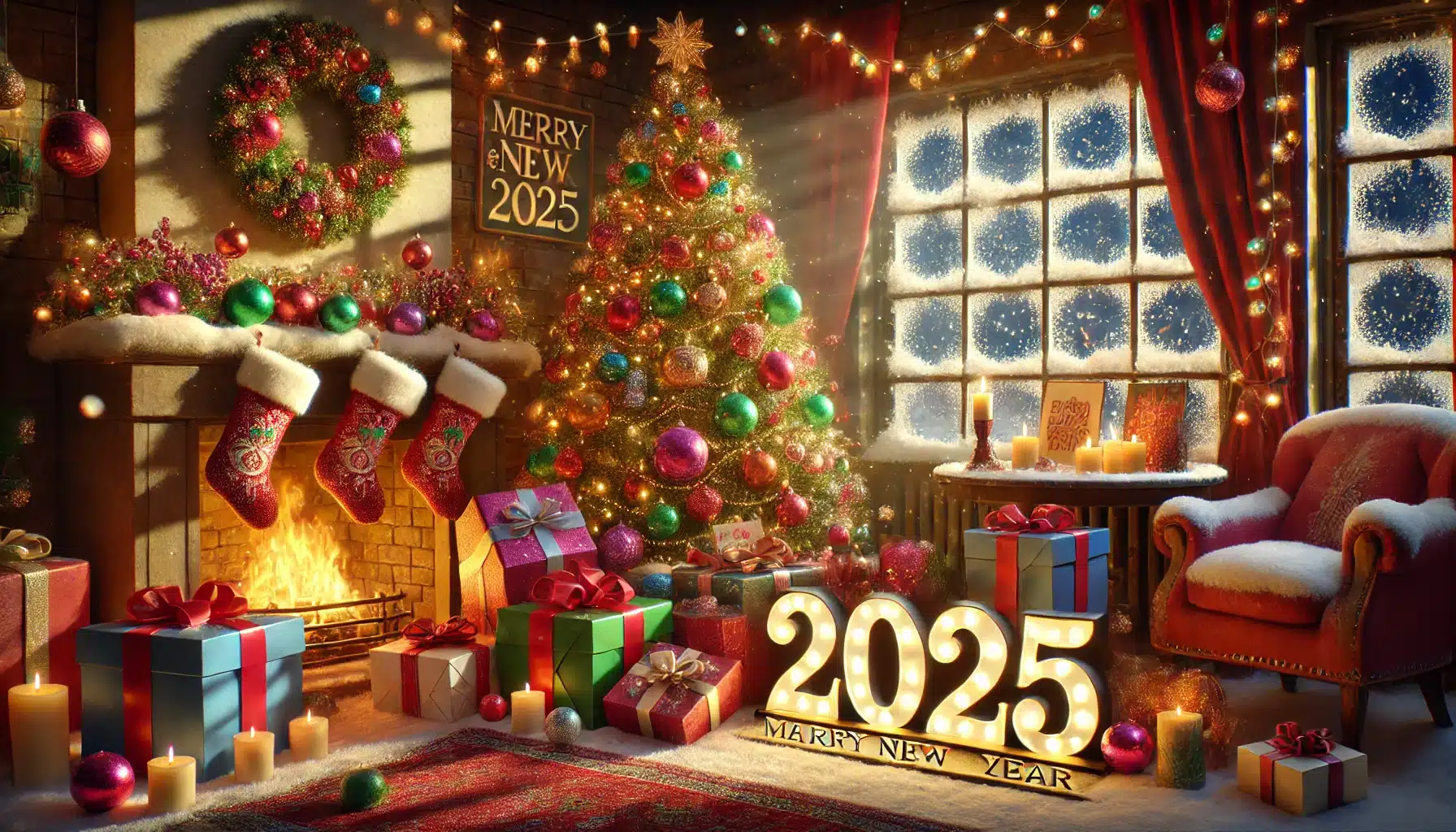 “كل عام وانتم بخير” Happy New Year اكتب اسمك علي صور رأس السنة الميلادية 2025