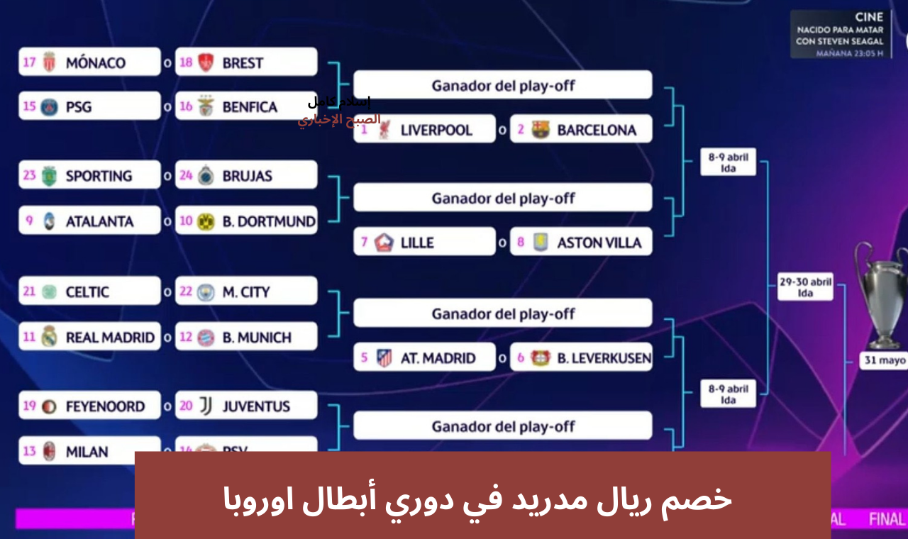 مباريات دور ال32.. خصم ريال مدريد في ملحق دور الستة عشر من دوري الأبطال بين مانشستر سيتي وسيلتك