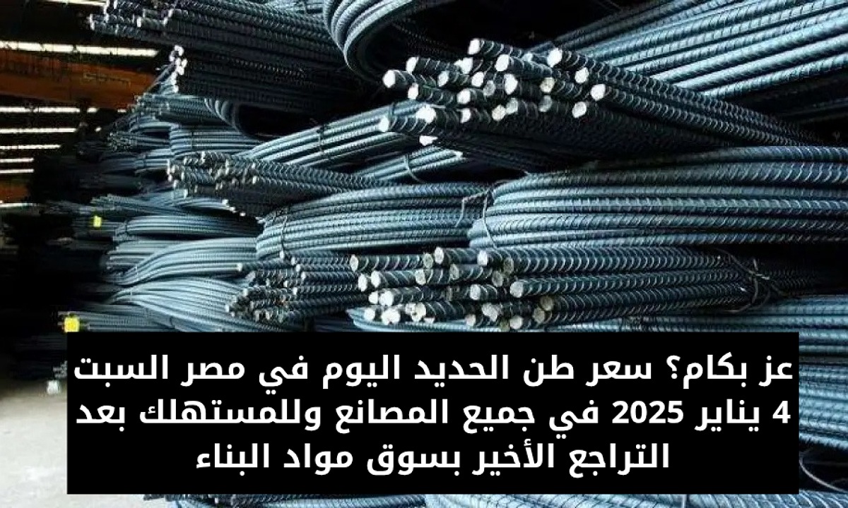 عز بكام؟ سعر طن الحديد اليوم في مصر السبت 4 يناير 2025 في جميع المصانع وللمستهلك بعد التراجع الأخير بسوق مواد البناء
