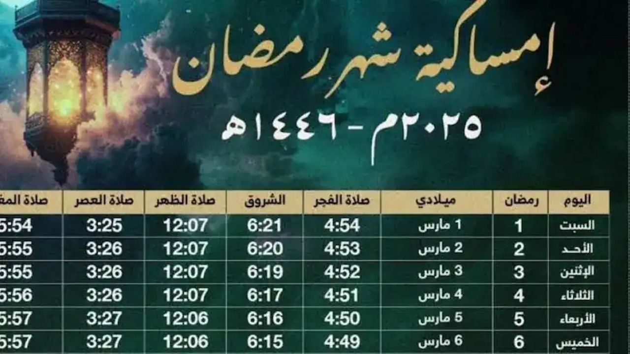 كل عام وأنتم بخير.. امساكية شهر رمضان 2025 اعرفها حالا